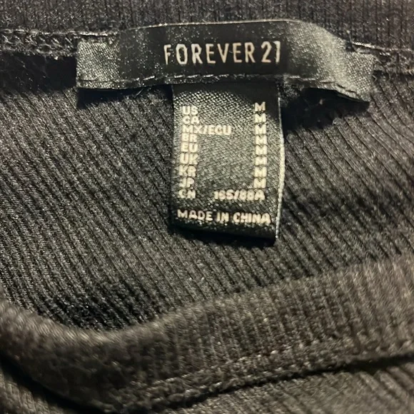 Forever 21 Juniors Size Medium Black Ribbed Body-con Ruched Dress - Picture 5 of 5